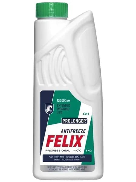 Антифриз FELIX PROLONGER G-11 (-40) зелёный 1кг