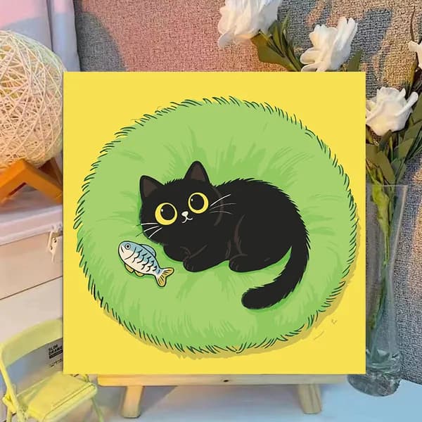 Картина по номерам, 20x20 CM, Кошки и собаки,Мультфильмы, подарки для детей, декомпрессия