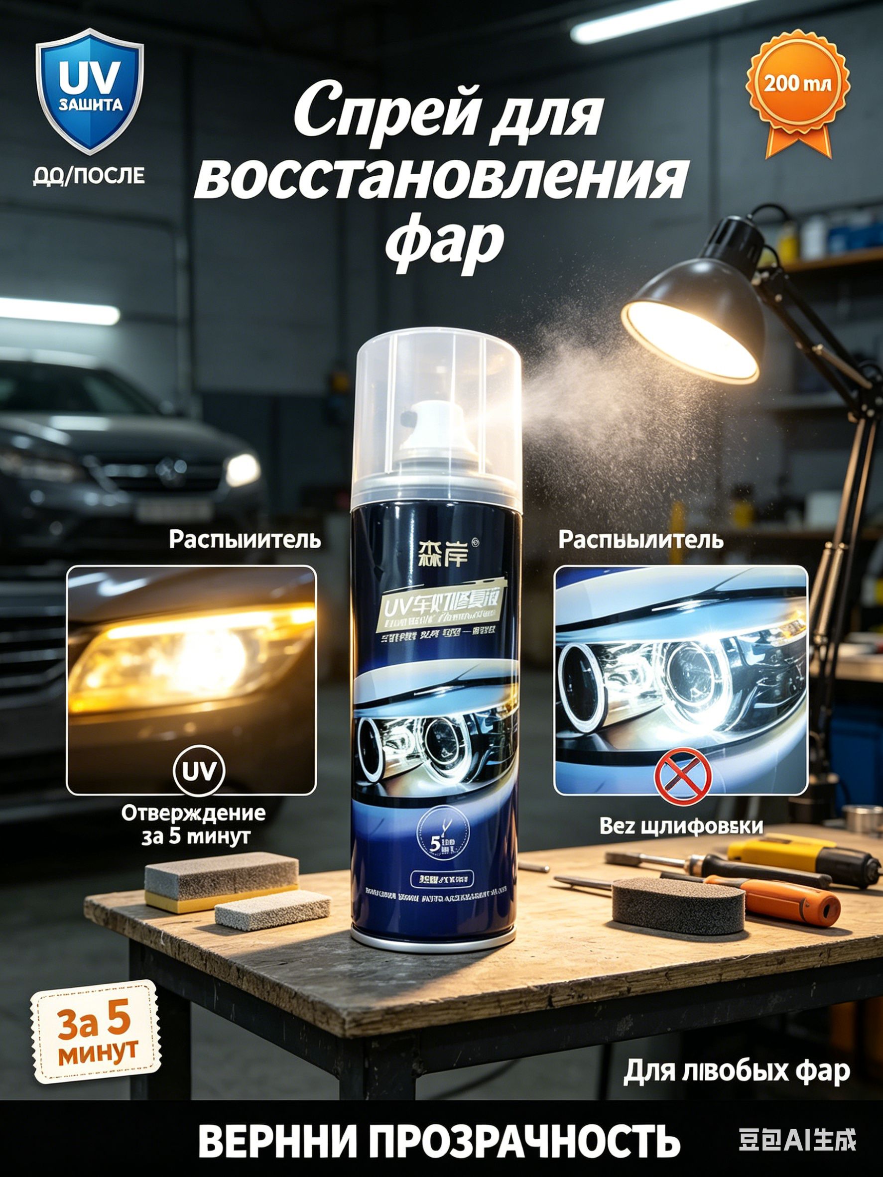 Лак автомобильный, цвет: синий, 200 мл, для автомобилей Audi, 1 шт.
