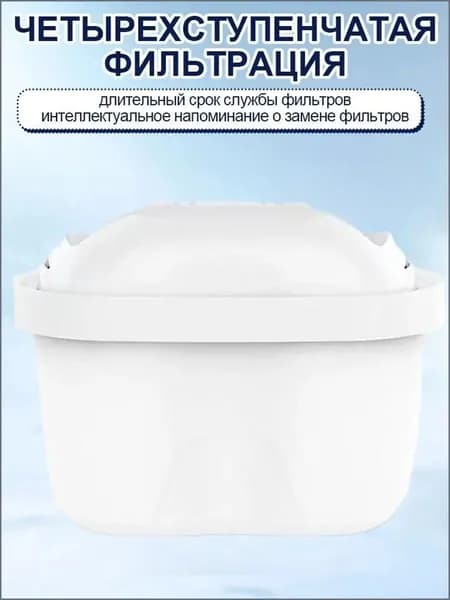 Фильтр-кувшин для очистки воды 3,5 л Очиститель воды со сменным картриджем и умным индикатором, защита от накипи и хлора