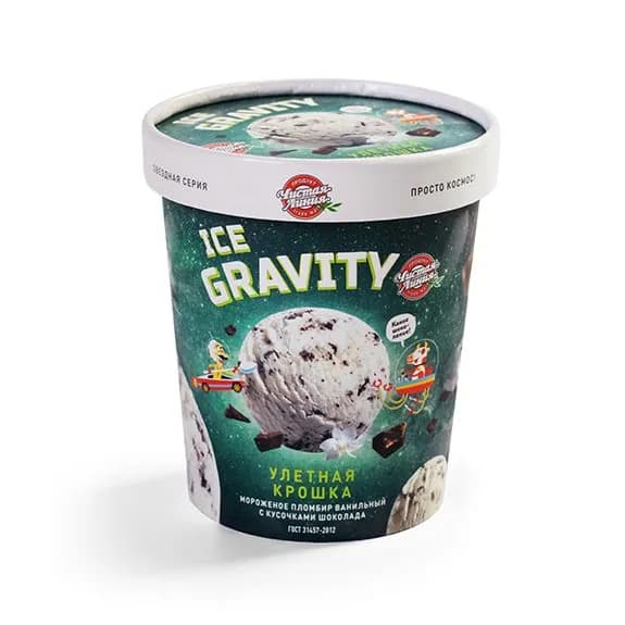 Мороженое Чистая линия пломбир Ice Gravity "Улетная крошка", 270г