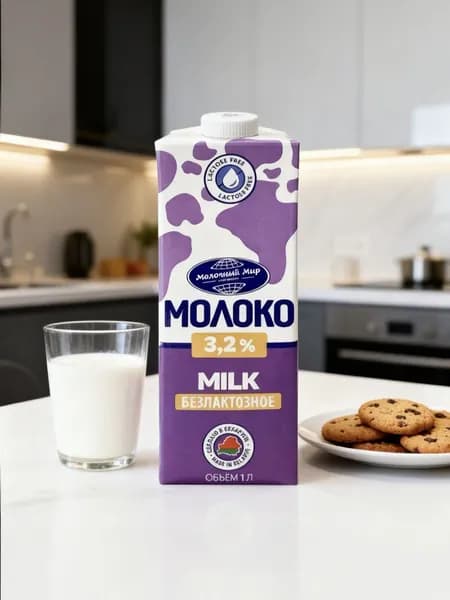 Молоко питьевое безлактозное стерилизованное, Молочный мир Беларусь, 1 л