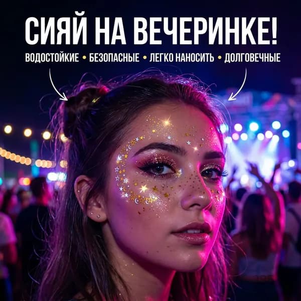 Металлические тату-наклейки водостойкие с золотым тиснением для лица для вечеринок