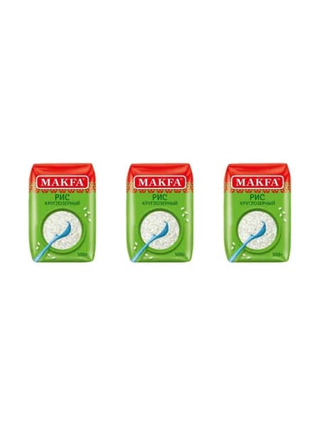 Makfa Рис шлифованный круглозерный, 500 г, 3 шт