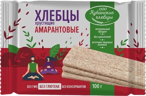 Хлебцы амарантовые без глютена Кубанские хлебцы м/у, 100 г
