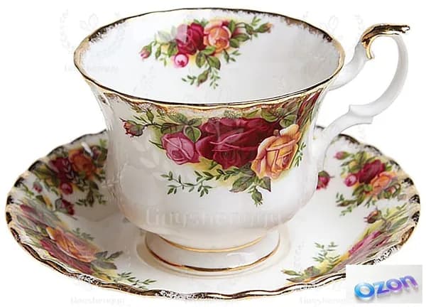 Чайная пара "Розы старой Англии", Фарфор, Royal Albert, Великобритания, вторая половина 20 века.