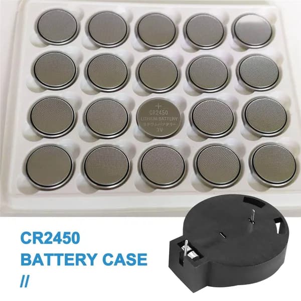 2 шт. CR2450 плоская круглая батарейка держатель гнезда чехол штифты черный