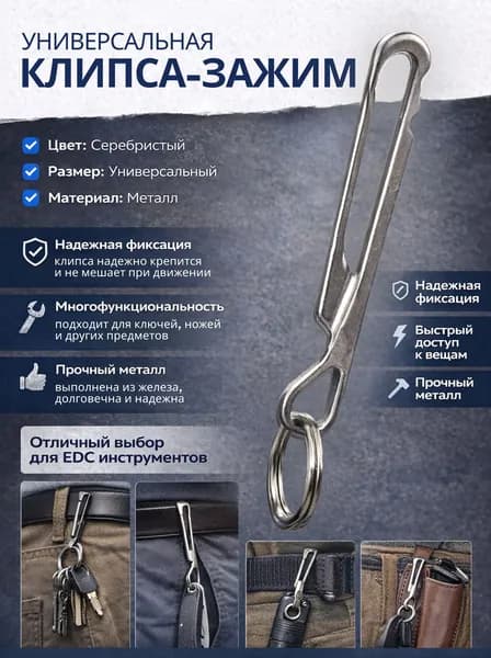 Клипса для ножа, ключей, брелков, зажим для ножей, для мультитула, на ремень, брелок для ключей.