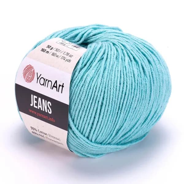 Пряжа Jeans (YarnArt) - 81 (пыльная бирюза) - 1 моток, 55% хлопок, 45% полиакрил, (50г, 160м) нитки для ручного вязания