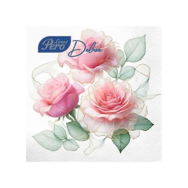 Салфетки бумажные Grandpero Delux Гармония 3 слоя 33*33см 20шт