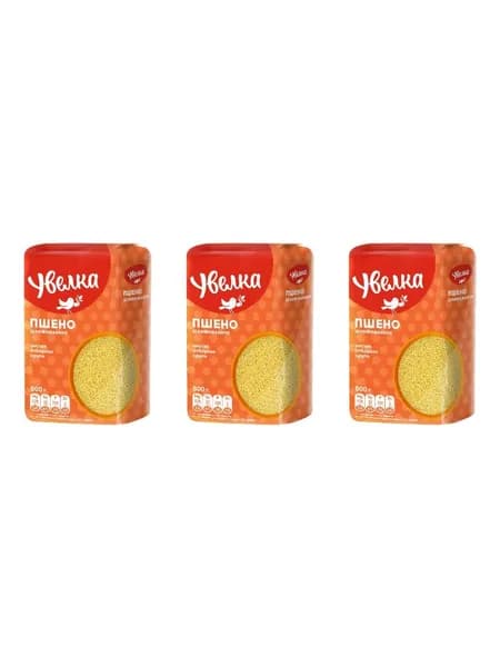 Увелка Крупа пшено шлифованное, 800 г, 3 шт