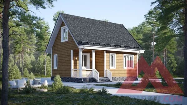 Архитектурное решение каркасного дома "Ермак", 6*8 м, 64 м.кв.