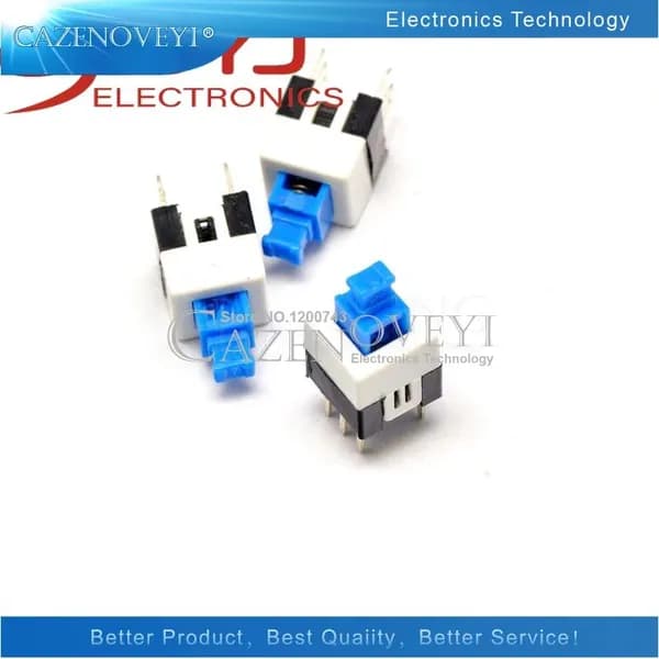 5шт 7X7mm 7*7mm 7*7 6-pin push touch switch self-lock/close button lock switch Интегральная схема