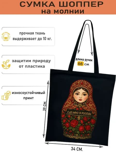Сумка шоппер тканевый на молнии