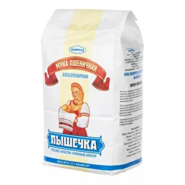 Мука Пышечка пшеничная хлебопекарная высший сорт 1 кг