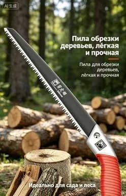 Пила для сада, веток/ Ножовка по дереву, для гипсокартона, ПВХ труб, / Пила садовая ручная прямая, для кустов, веток, деревьев 27 см