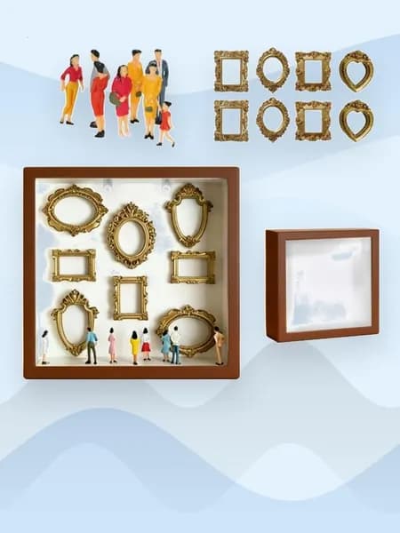 Миниатюрная фоторамка-теневой бокс DIY, Коричневый со светлым