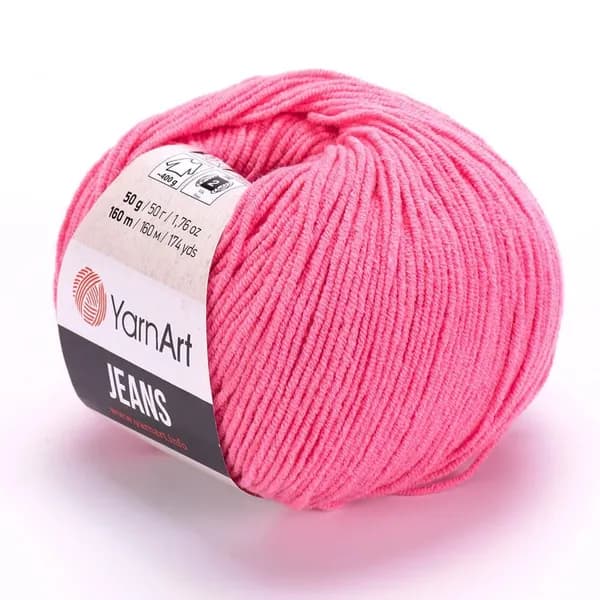 Пряжа Jeans (YarnArt) - 78 (роза) - 1 моток, 55% хлопок, 45% полиакрил, (50г, 160м) нитки для ручного вязания
