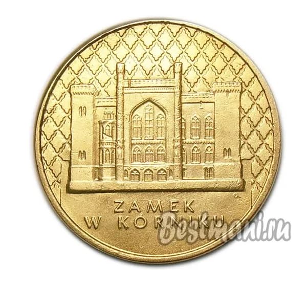 2 злотых 1998 замок Курник копия монеты Польши