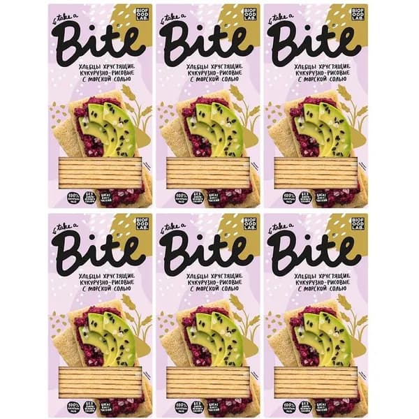 Хлебцы кукурузно-рисовые Take a Bite хрустящие с морской солью 150 г, набор: 6 штук
