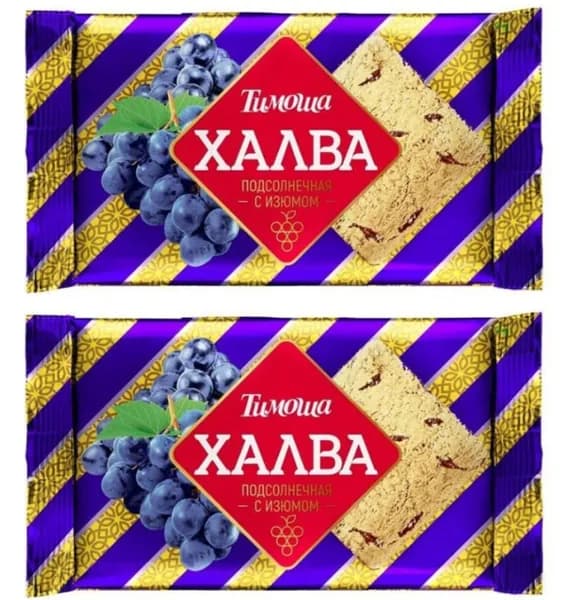 Тимоша Халва подсолнечная, с изюмом, 250 гр, 2 уп
