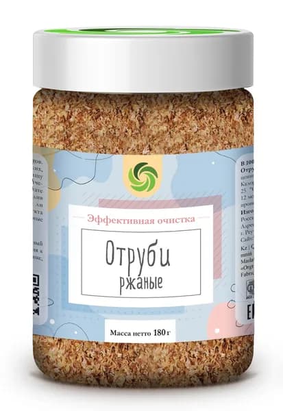 Ржаные отруби Оргтиум (эффективная очистка), 2 шт. по 180 гр. для похудения, очищение организма, здоровый перекус, детокс, тонус, суперфуд