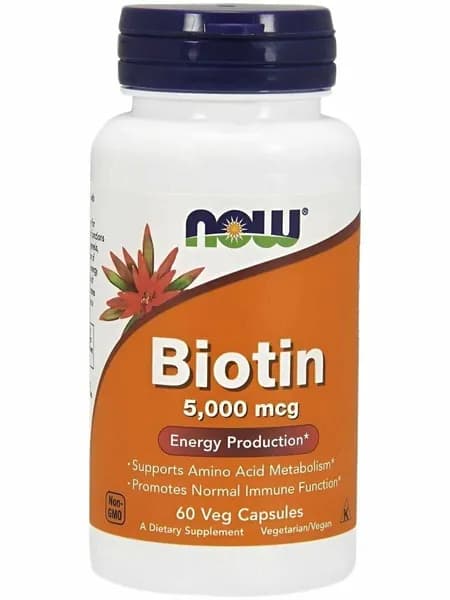 Биологически активная разработка к пище NOW Биотин (NOW BIOTIN).- 5000 мкг 60 капсул