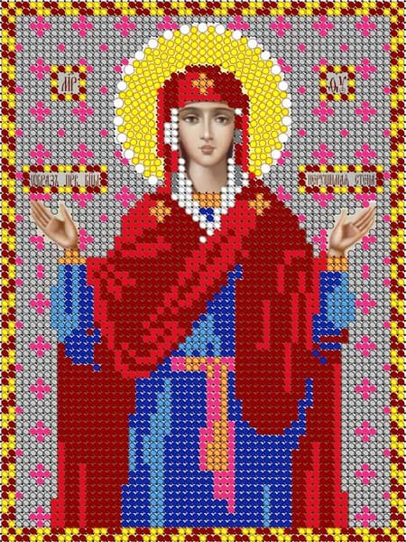 Схема для вышивки бисером (без бисера) Светлица "Прсв. Бца Нерушимая стена", 12х16 см, габардин