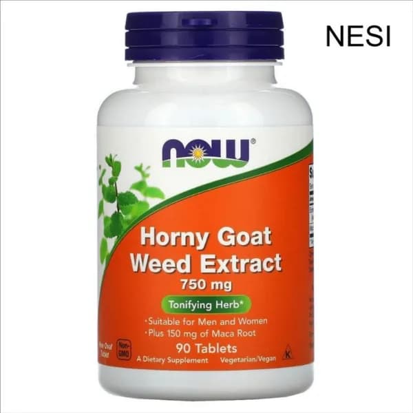 Экстракт горянки, тестостерон, для потенции NOW Horny Goat Weed Extract 750 мг 90 таблеток