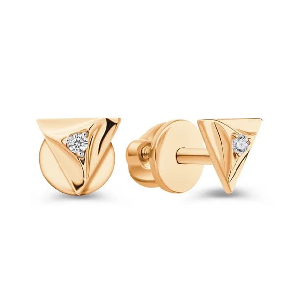 Серьги женские с фианитами из красного золота 375 пробы 585GOLD