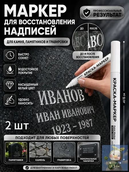 Маркер Лаковый, толщина: 2.5 мм, 2 шт.для каллиграфии, для выделения текста