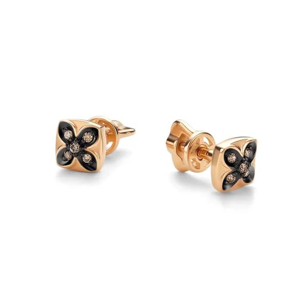 Золотые серьги DIAMANT-ONLINE с коньячным бриллиантом 585 пробы