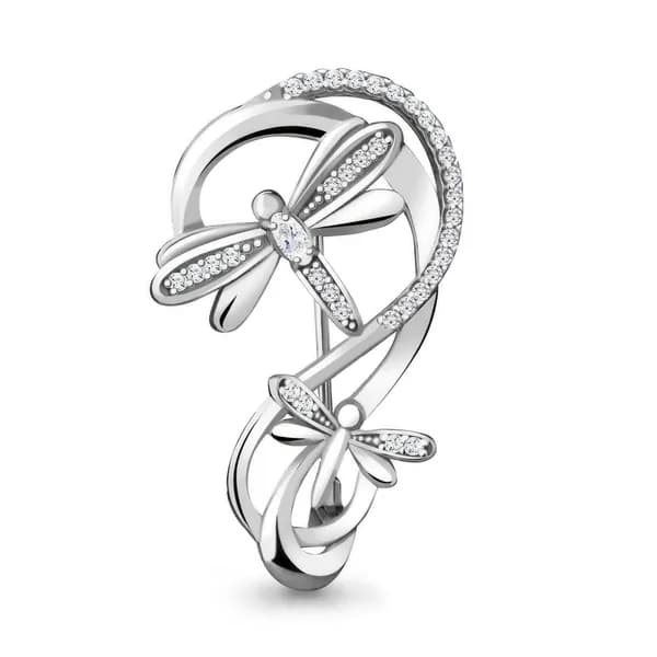 Серебряная брошь DIAMANT-ONLINE с фианитом 925 пробы