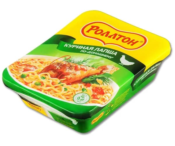 Лапша быстрого приготовления Роллтон "Курица", в лотке 90 г, 1 шт.