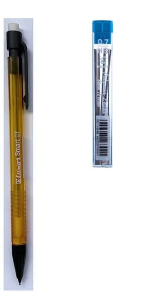 Карандаш механический Luxor Smart Slim, 0,7мм, с ластиком, желтый + Грифели PILOT HB