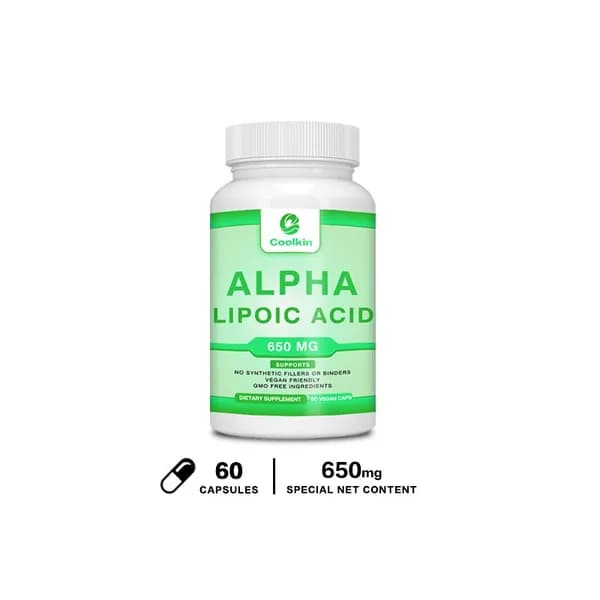 Биологически активная добавка Coolkin Alpha-Lipoic Acid помогает нейтрализовать свободные радикалы, поддерживает энергетический обмен и способствует здоровью сердечно-сосудистой системы.