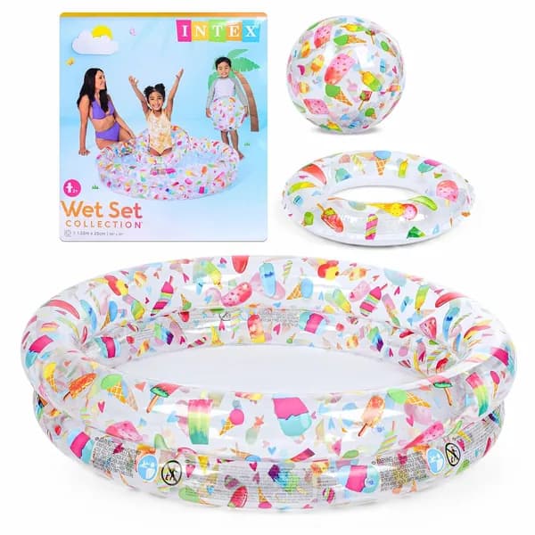 Бассейн надувной Intex Wet Set 122х25 см, бассейн детский + надувной круг и мяч