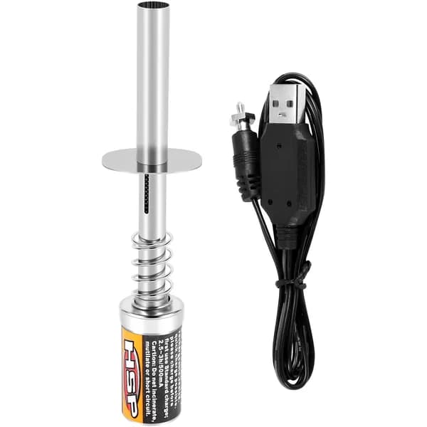 Зарядное устройство для свечи накаливания RC Nitro 1.2 V 1800 mAh, USB / для бензиновых двигателей "1/10, 1/8".