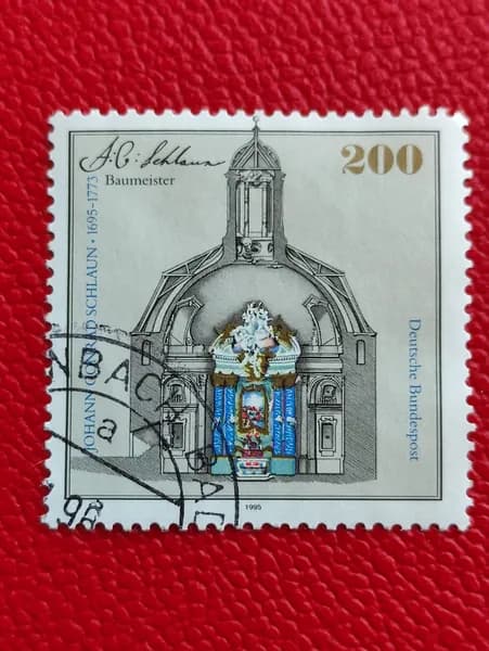 Марки Германия 1995. Серия: "300 лет со дня рождения Иоганна Конрада Шлауна, архитектора". Легкая волна- см фото