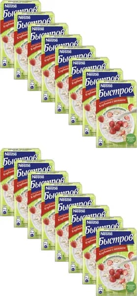 Каша Nestle Быстров овсяная клубника с молоком моментальная 40 г х 6 шт, комплект: 16 упаковок по 240 г