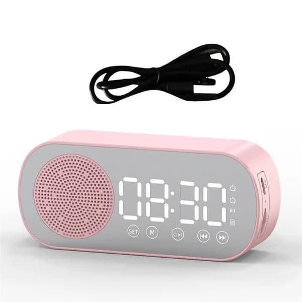 G2(O Q B C)-Беспроводной Bluetooth-Динамик, Часы, Радио, Двойной Будильник Для Дома, Розовый