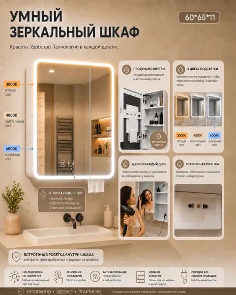Тумба для ванной,, 60х11х65 см