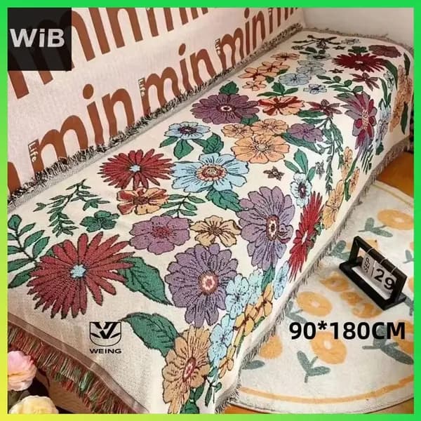 WIB Плед двусторонний , Хлопок, 180 см х 90 см