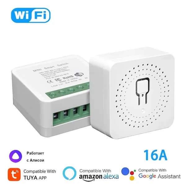 Умное Wi-Fi реле Tuya 16A - работает  Алисой