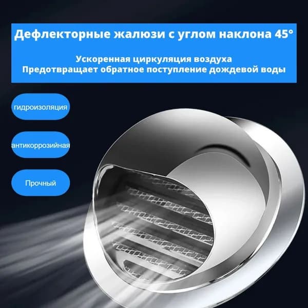 Воздушный колпачок наружный настенный выход 80mm, ванная вентиляция, выход вытяжки, 304 нержавеющая сталь утолщенная, водонепроницаемая и антикоррозийная, прочная