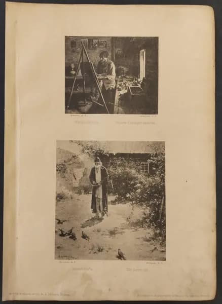 Антикварная фототипия К. А. Фишера. Архипов А.Е. Иконописец/Келейник1889 год.