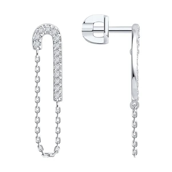Серьги из белого золота DIAMANT-ONLINE с бриллиантом 585 пробы