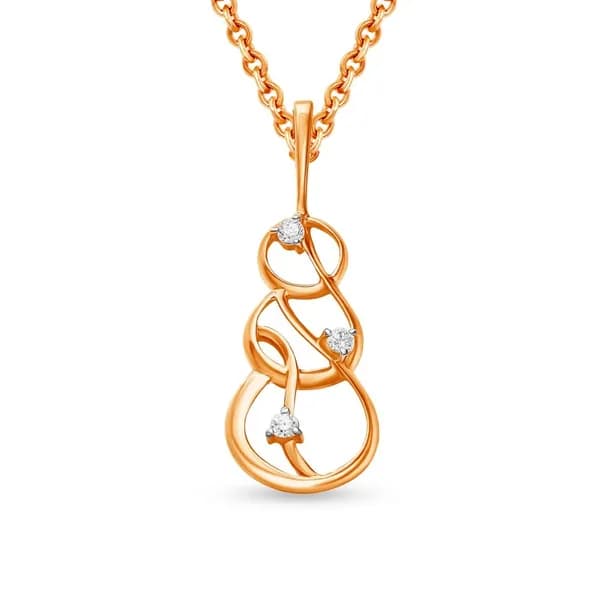 Подвеска на шею с фианитами из красного золота 375 пробы 585GOLD