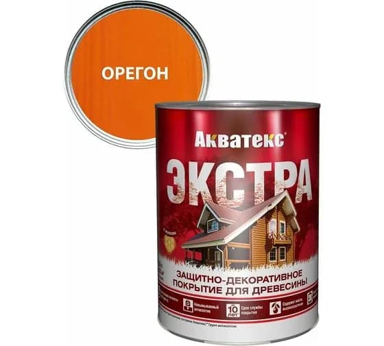 Пропитка АКВАТЕКС Экстра защитно-декоративная для древесины, орегон (0,8л)