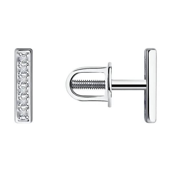 Diamant, Серьги из серебра с бриллиантами, 94-222-02055-1, пусеты, 925 проба, гвоздики